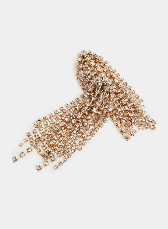 Styli Gold Diamante Tassel Dangle Earrings
